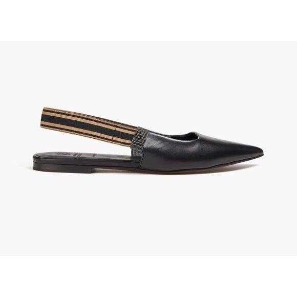 Brunello Cucinelli Shoes - Brunello Cucinelli Damen Bead-Embellished Leather Slingback Sandal 37.5 7.5 $895